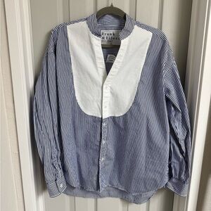 Frank & Eileen Victoria Italian Cotton Blue and White Striped Button-Up Shirt 💙